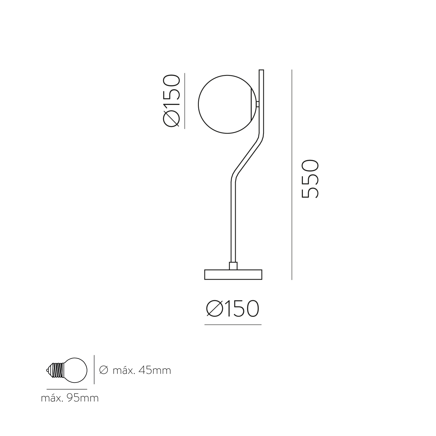 Rysunek techniczny lampy Maui