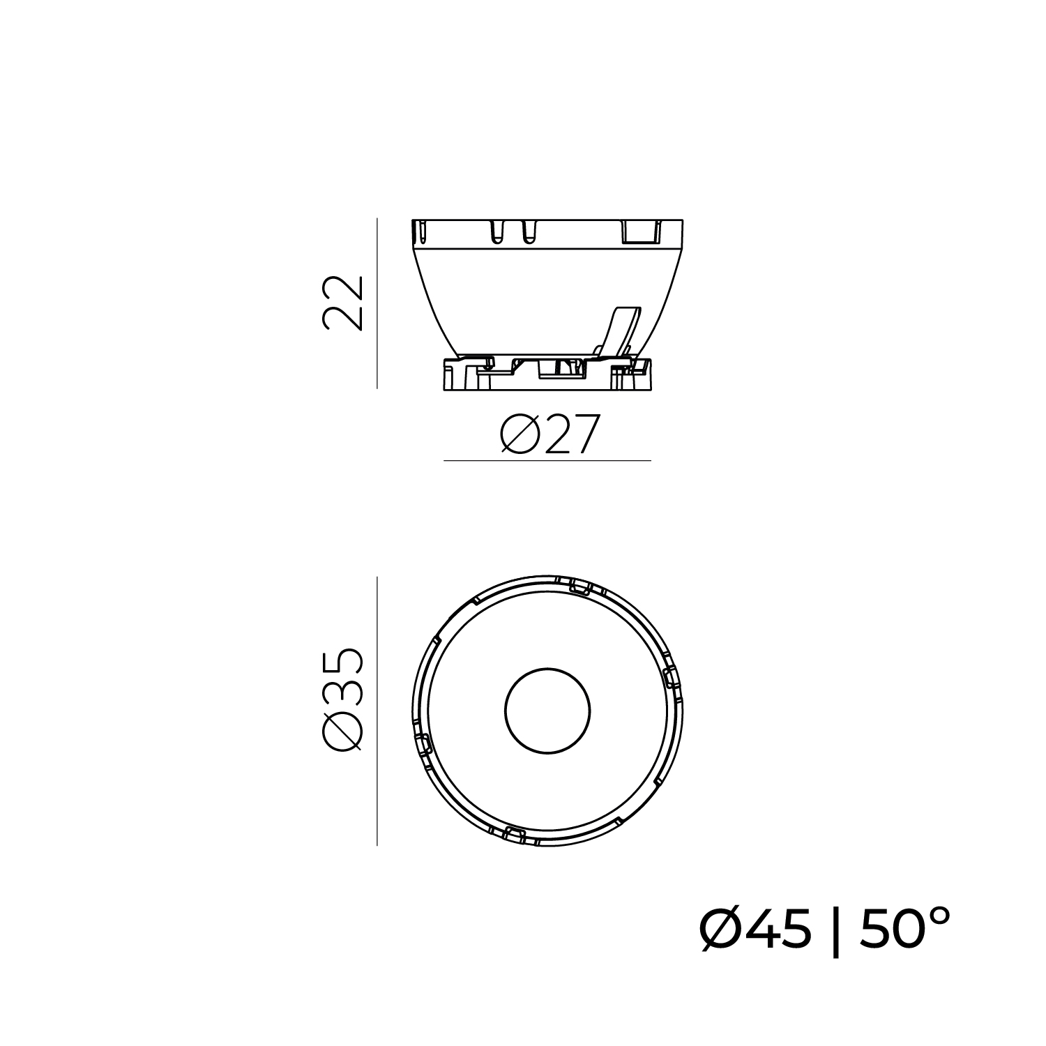 Rysunek techniczny soczewki Pipe