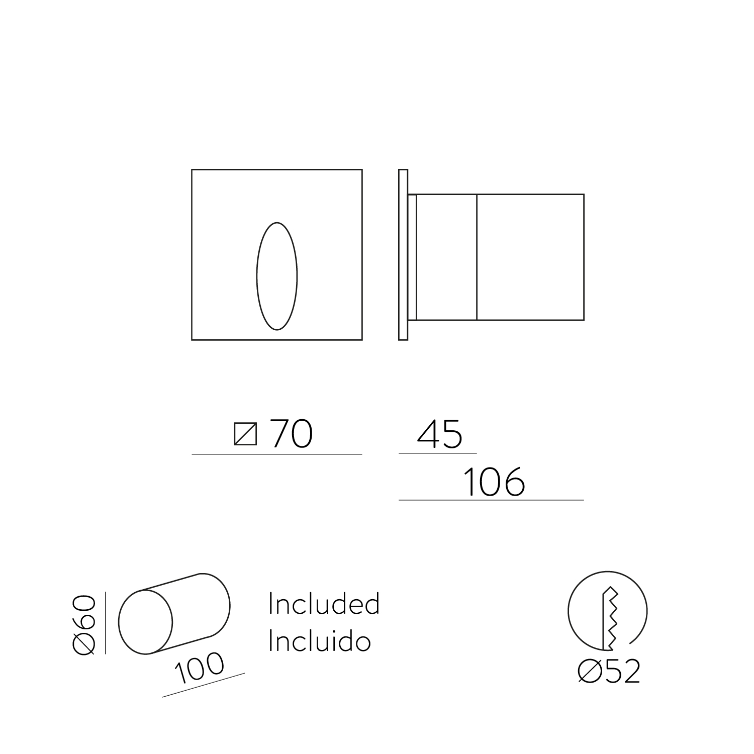 Virgo Recessed 2064 - Rysunek techniczny