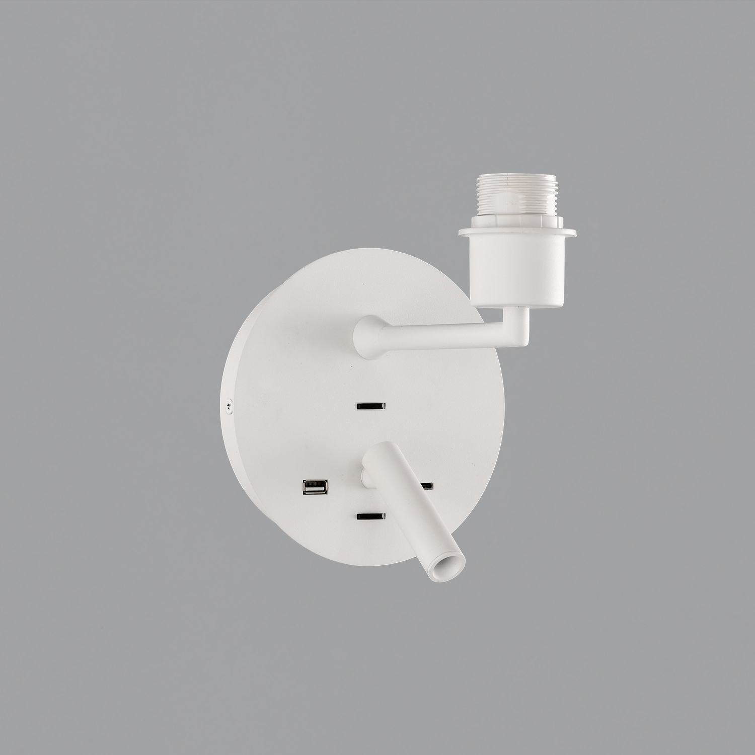 Stilo Wall Lamp 16/8202 Textured White z dwoma przełącznikami, z USB i USB-C, bez abażuru