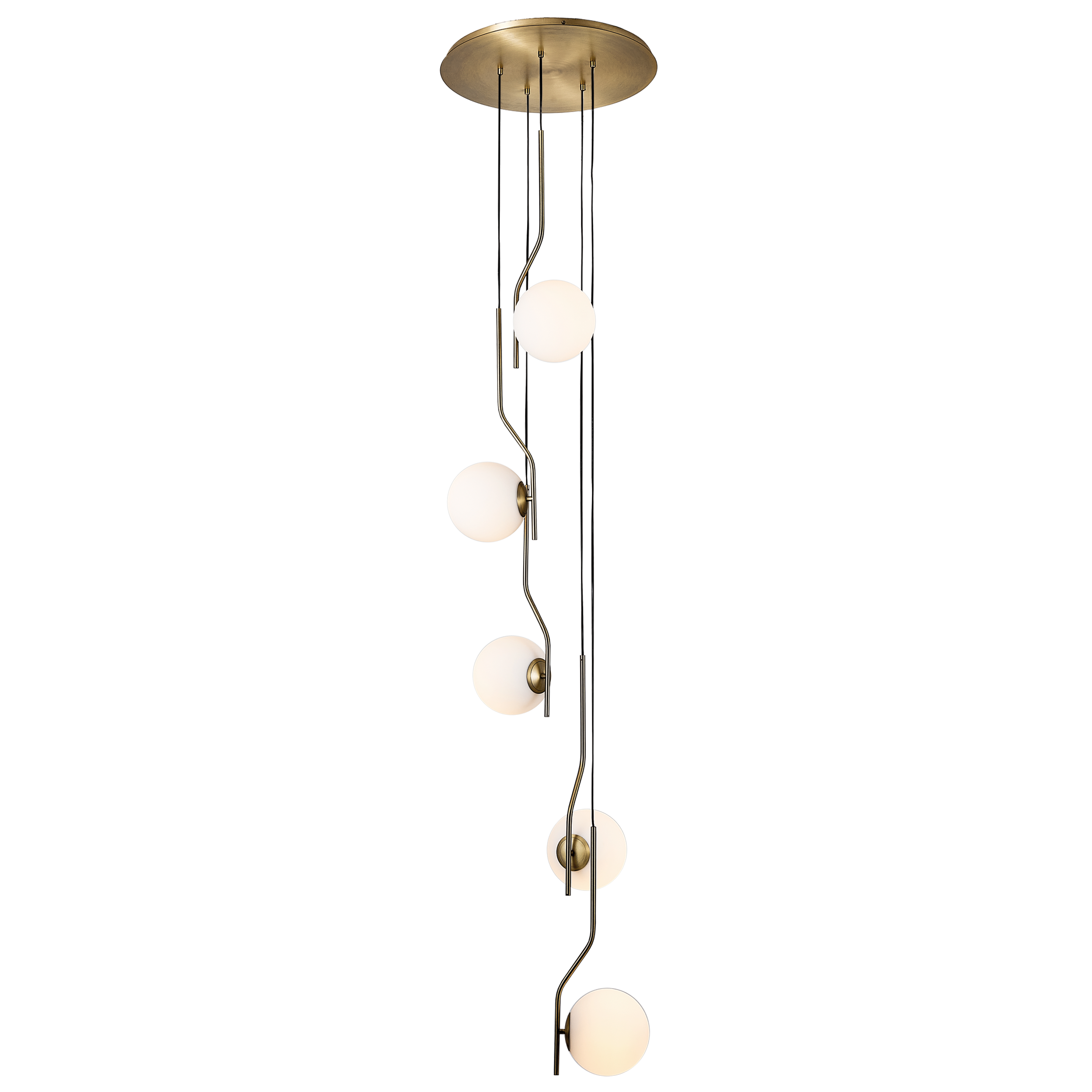 Lampa wisząca Maui 8163/5 Opal/Matt Antique Gold